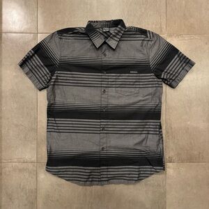 Oakley Black and Gray Striped Button-Down Shirt
